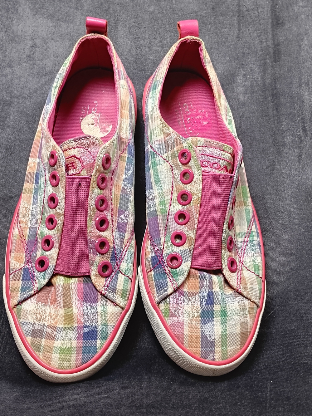 Coach Bright Pink Canvas Sneaker Slide Ons